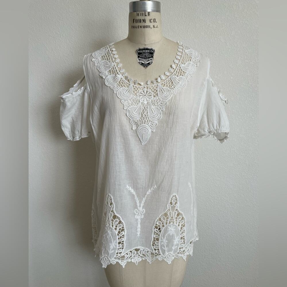 SW New York - Cotton Embroidered Cold Shoulder Tunic Top size XL